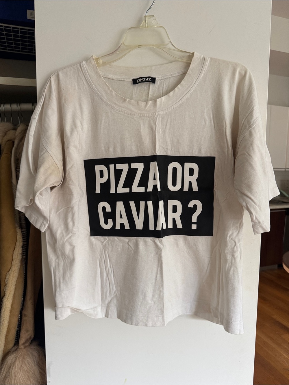 DKNY White Crewneck Logo Tag Tee